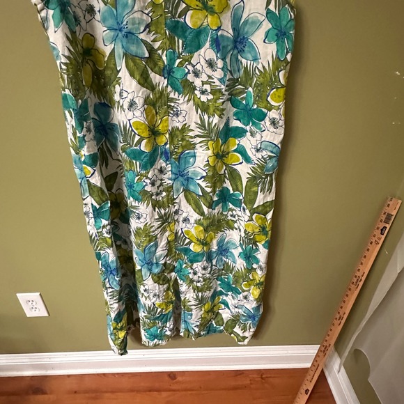 Hot Cotton Linen Floral Maxi Dress Size 2X Floral Tropical Resort Lagenlook - Picture 6 of 7